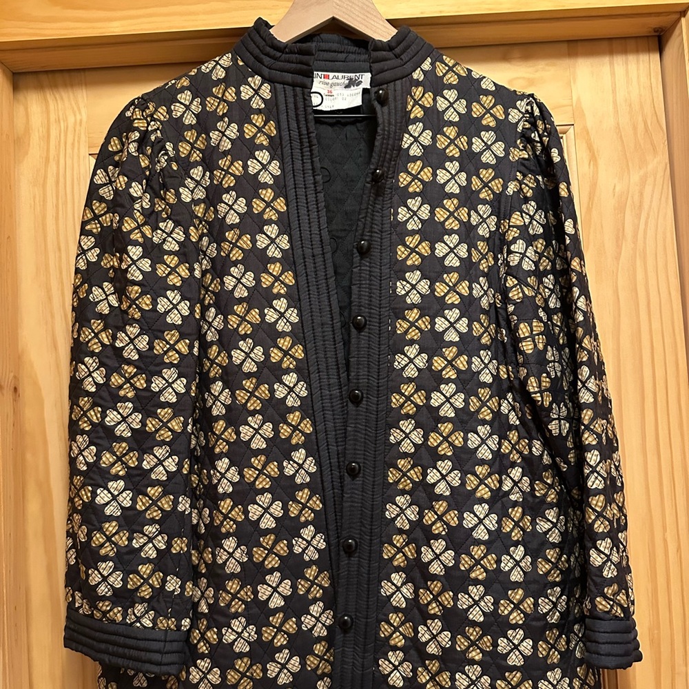 Saint Laurent Black and Gold Blazer with Geometric Pattern